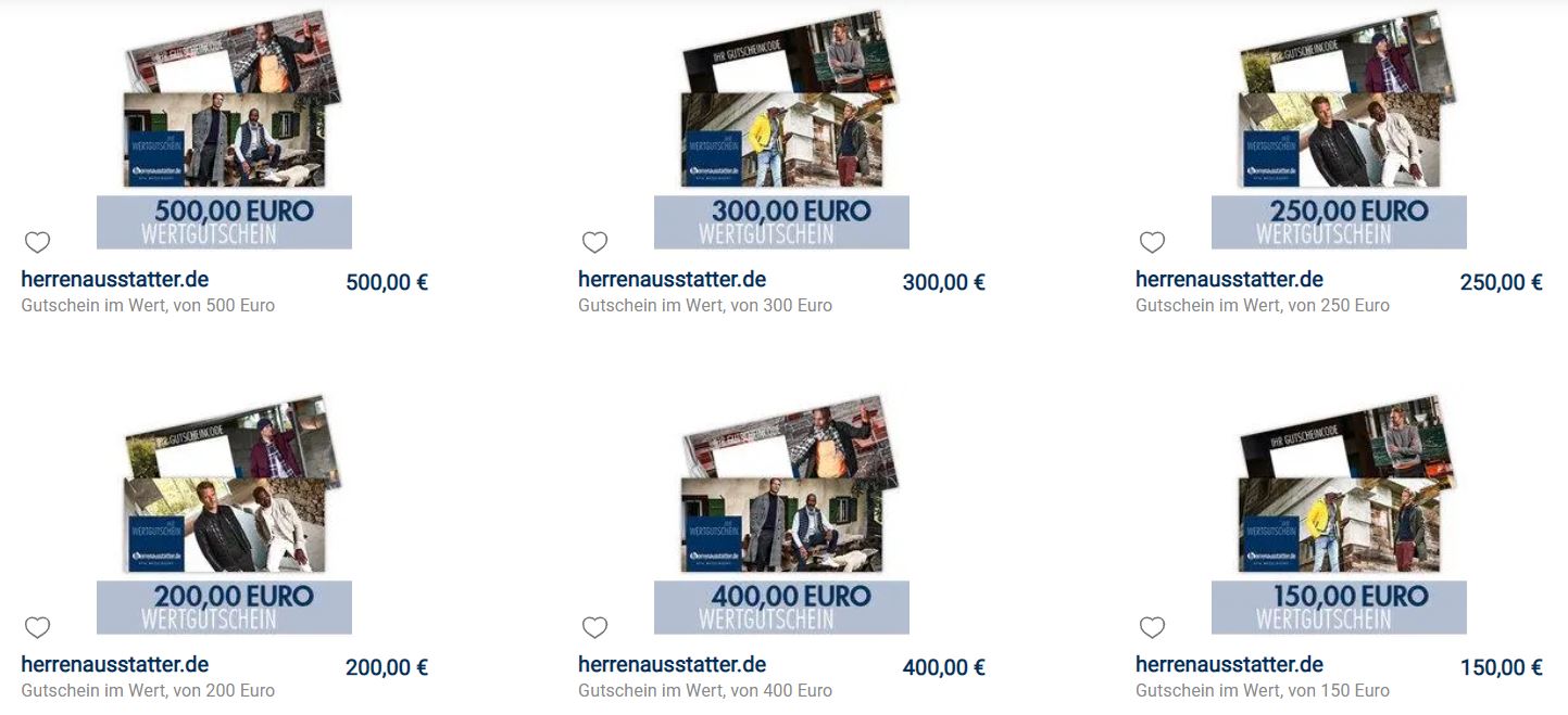 Herrenausstatter Geschenkgutschein kaufen